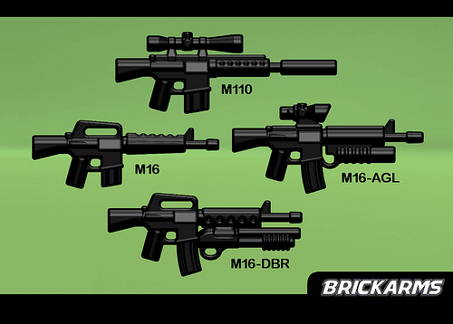 BrickArms Black M16 DBR Rifle Weapons for Brick Minifigures 