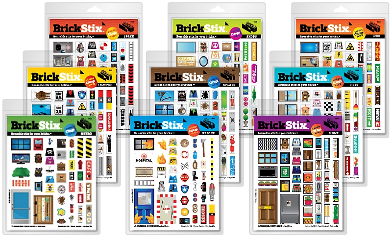 Details about   NEW BRICK STIX Reusable Lego Stickers LOT 5 sets Town Medieval shops metro Signs 