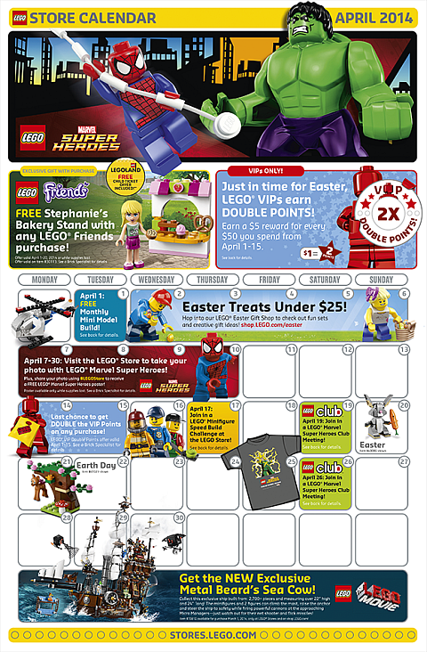 LEGO Store Calendar April