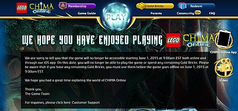 LEGO Chima Online Game Shutting Down