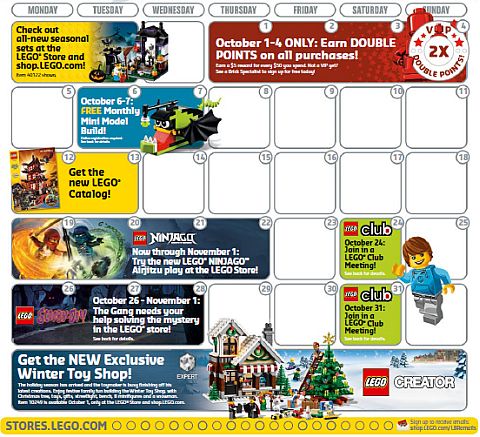 LEGO Store Calendar October 2015 Details