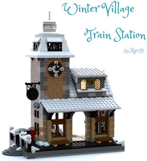 Winter Village Railway Station Building blocks bricks 1010pcs new no box 