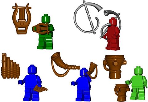 Pipes Drum Custom ANCIENT INSTRUMENT LOT for Lego Minifigures Lyre Horn 6 PCS