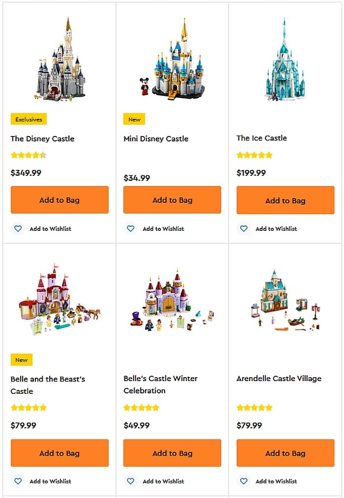 Shop LEGO Disney Casle Sets