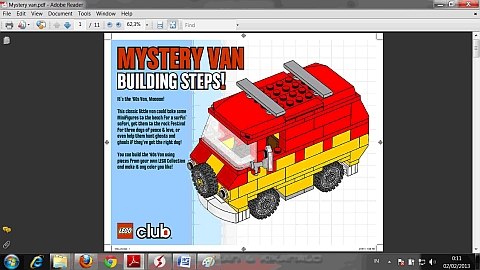 LEGO Instructions for LEGO Club Van Model