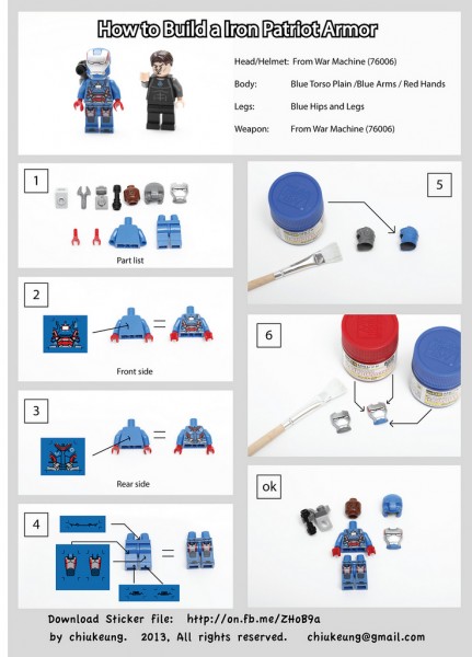 LEGO Iron Man Iron Patriot Instructions by Chiukeung