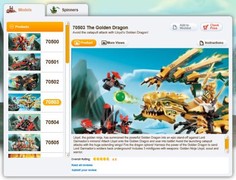 LEGO Ninjago Website Products Page
