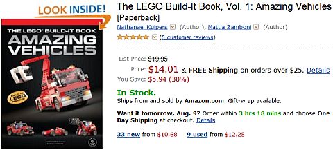 LEGO Book Amazing Vehicles on Amazon