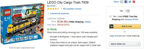 LEGO City Cargo Train on Amazon