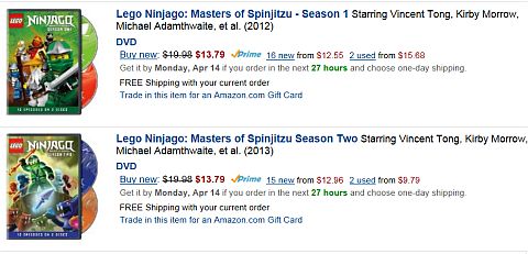 LEGO Ninjago DVD on Amazon