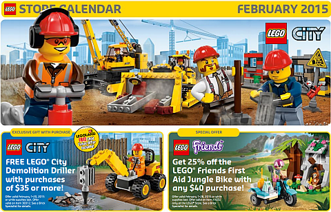 LEGO Store Calendar February 2015