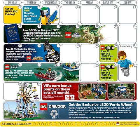 LEGO June Store Calendar
