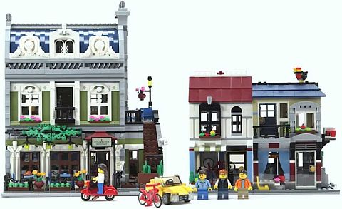LEGO Creator Bike Shop & Cafe Next to Modular Building
