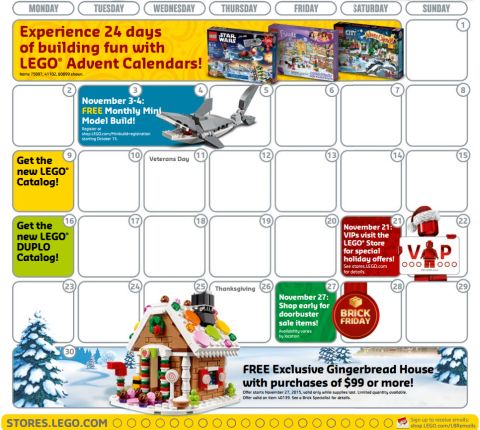 LEGO Store Calendar - November 2015 Details