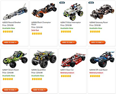 Shop LEGO Technic Pull Back Racers