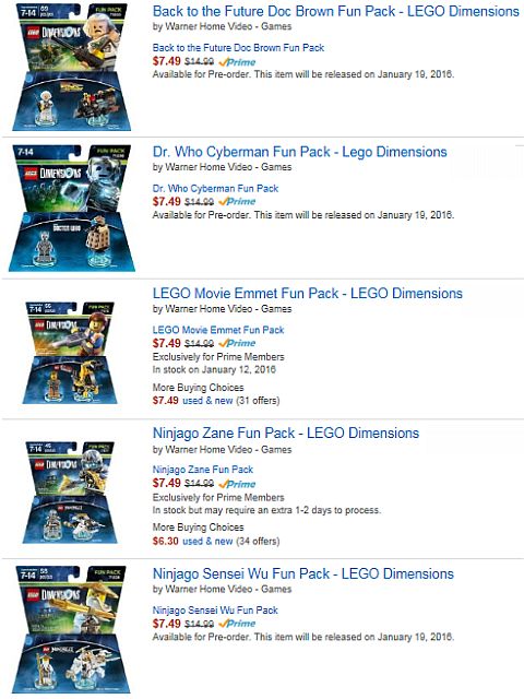 LEGO Dimensions Sale on Amazon Fun Packs