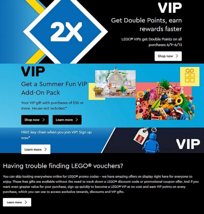 Last Day for Double VIP Points on all LEGO Purchases